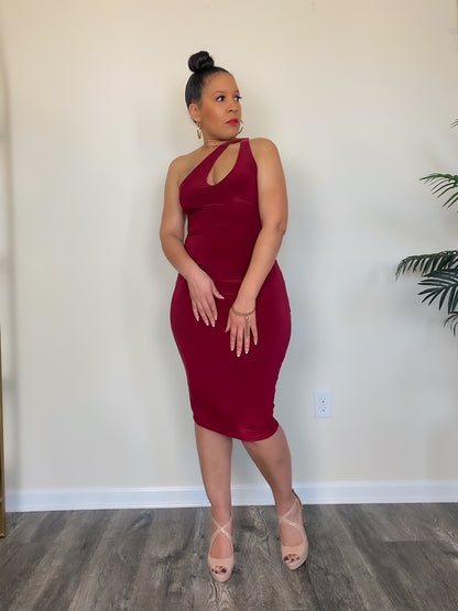 Burgundy Cut Out BodyCon Dress