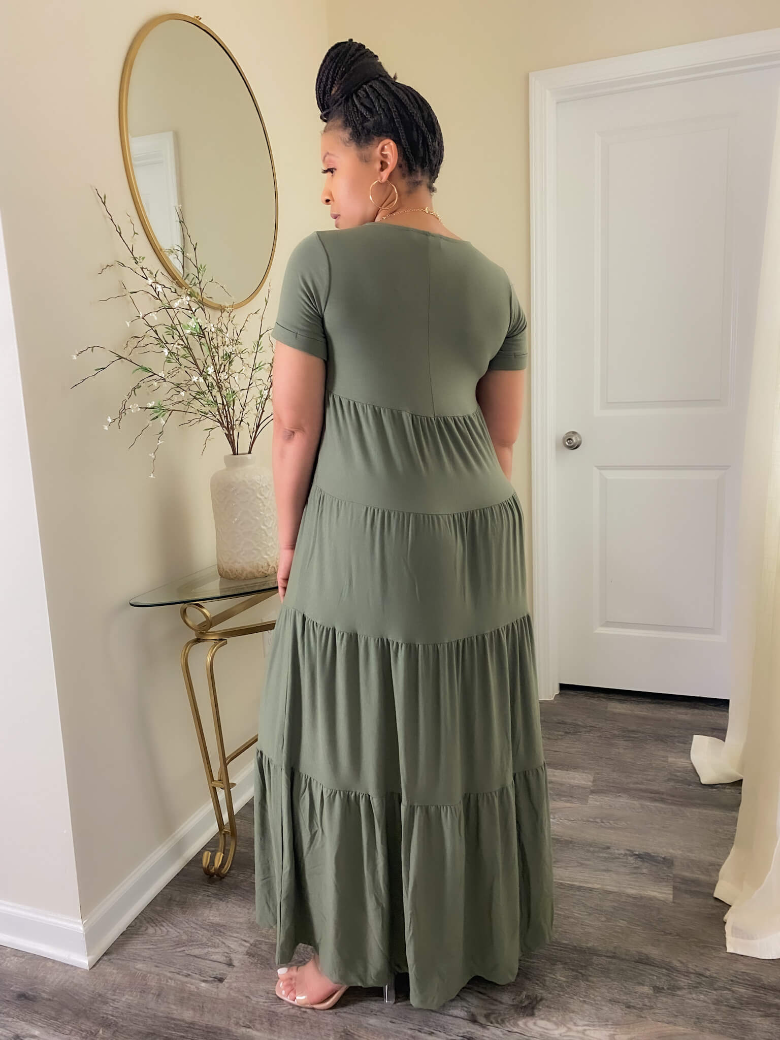 Olive Tiered Maxi Dress